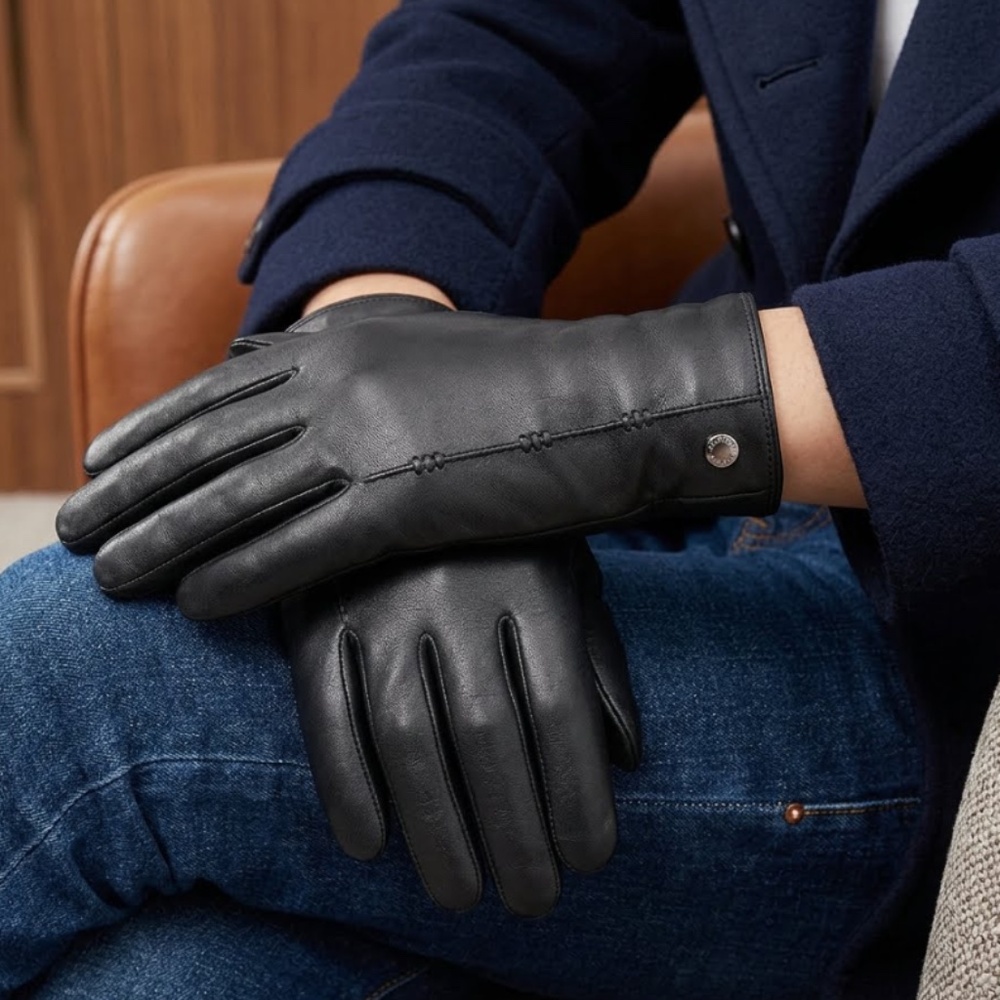 NWOT - CR Genuine Leather Gloves with Top Stitched Accents
